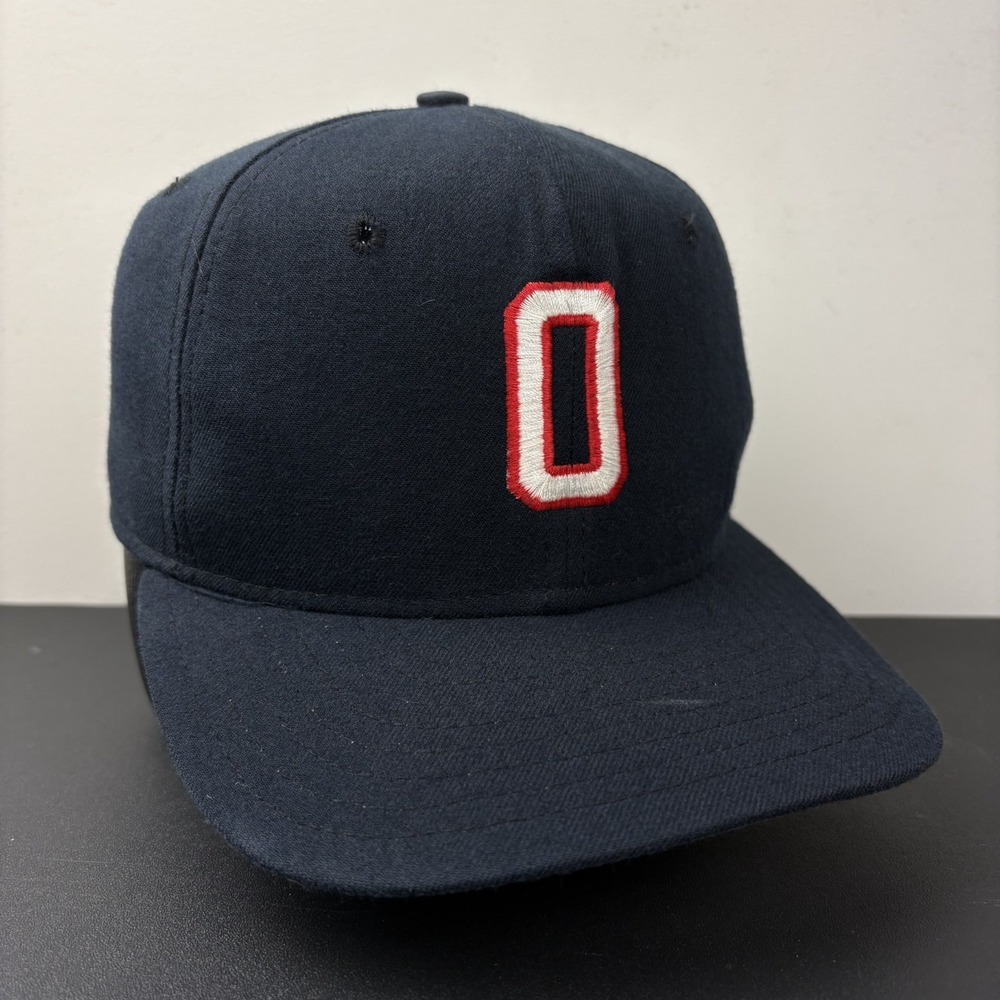 Vintage 90s Ole Miss Rebels Snapback Hat Navy Blue Block O Made in USA Cap NE